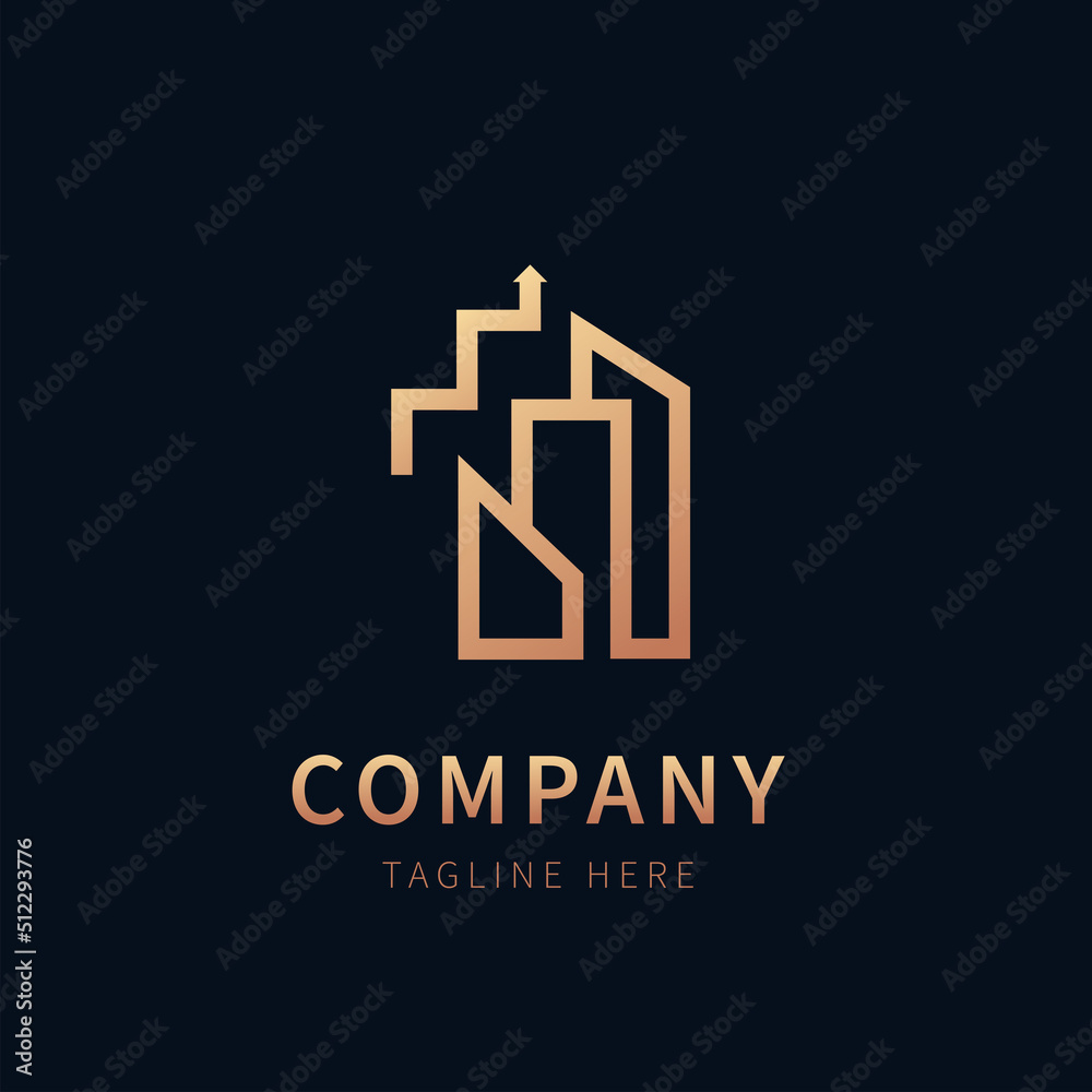 real estate growth logo gold color