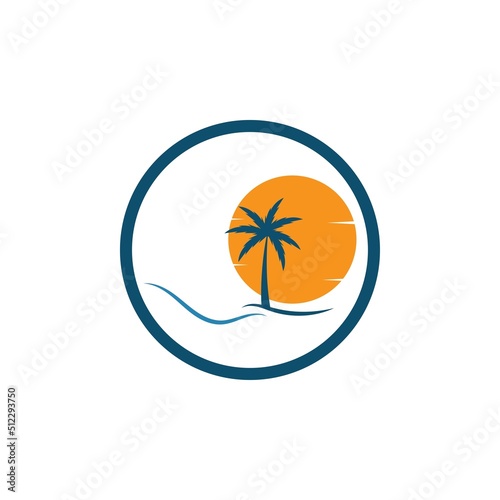 Palm tree summer illustration logo template vector design