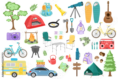 Big set of camping icons.