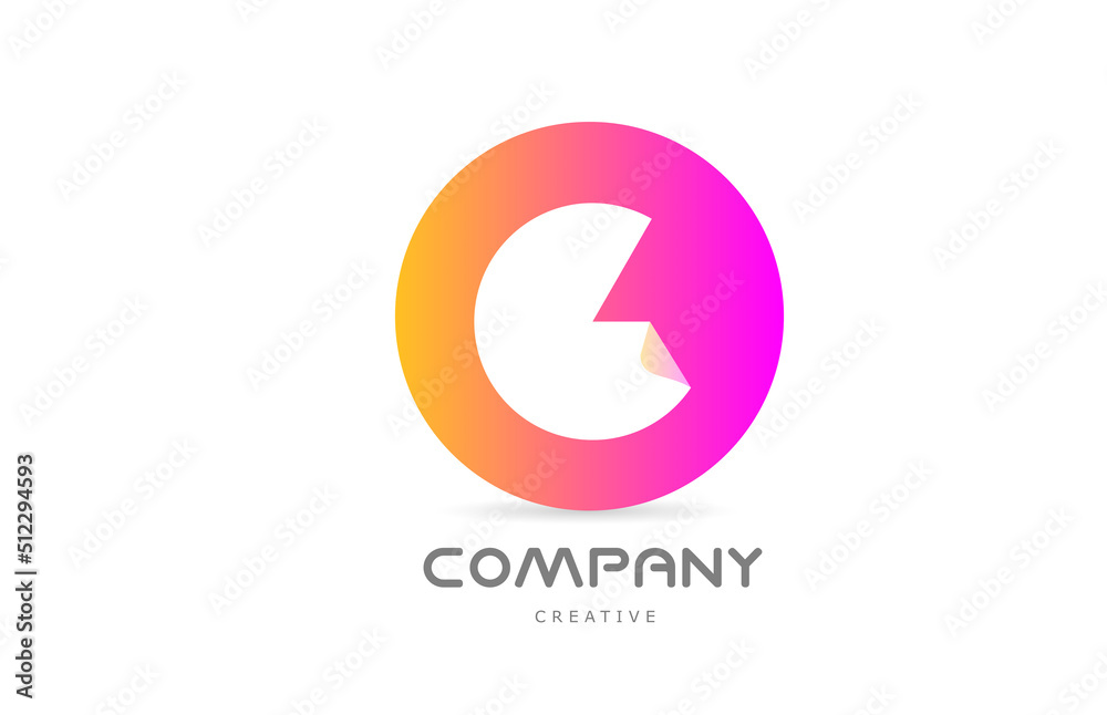 pink yellow G geometric alphabet letter logo icon design with folded corner. Template design for company or business pink yellow G geometric alphabet letter logo icon design with folded corner. Template design for company or business