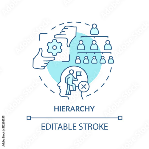 Hierarchy turquoise concept icon. Discourage employees. Adaptability enemy in HR abstract idea thin line illustration. Isolated outline drawing. Editable stroke. Arial, Myriad Pro-Bold fonts used