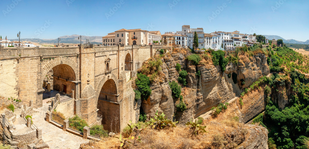 The Puente Nuevo bridge divides the city of Ronda, in southern Spain.