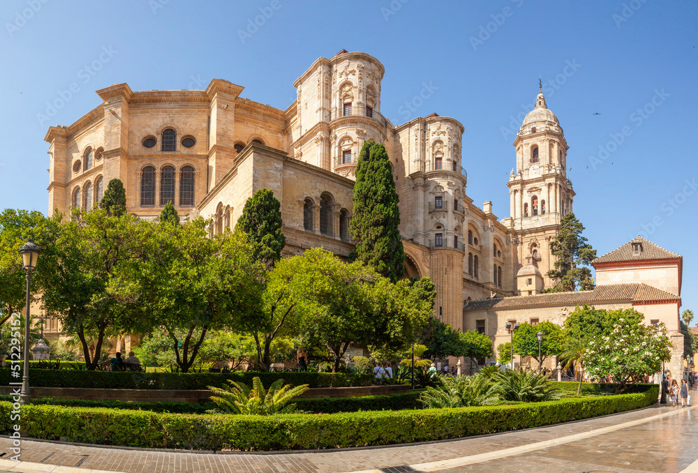 Malaga Cathedral in the city of Malaga in Andalusia, Spain.