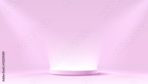 Stage podium with lighting, Stage Podium Scene with for Award, Decor element background. Vector