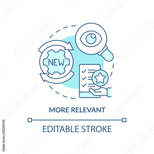 More relevant turquoise concept icon. Implement new strategy. Benefit of adaptability abstract idea thin line illustration. Isolated outline drawing. Editable stroke. Arial, Myriad Pro-Bold fonts used