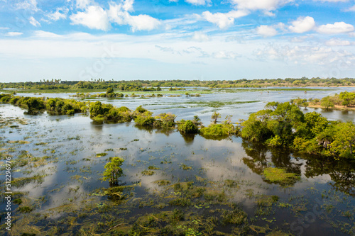 Top view of Lake with tropical vegetation in Kumana National Park. Sri Lanka.