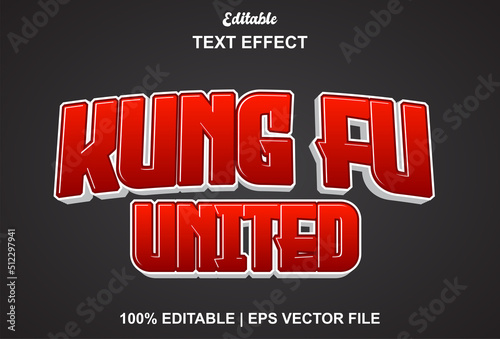 kung fu text effect with red color and editable.