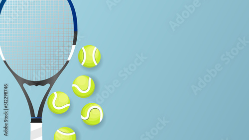 Tennis ball with Tennis racket in  the green tennis court with copy space for text , Illustrations for use in online sporting events , Illustration Vector  EPS 10 © NARANAT STUDIO