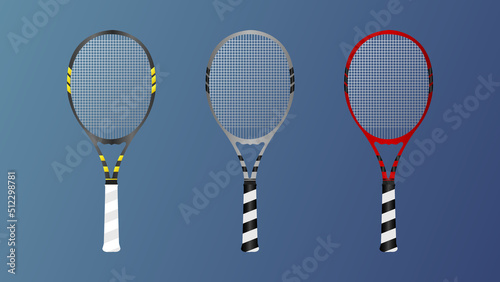 Fotografie, Obraz Tennis racket set , Simple flat design style , illustration Vector EPS 10, can u
