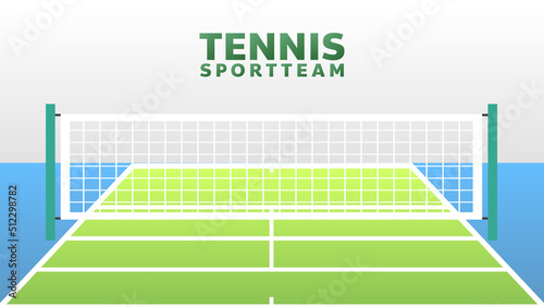Green court tennis with net  , Simple flat design style , illustration Vector EPS 10