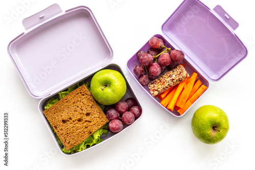 Set of lunch boxes filled with healthy food. Healthy meal