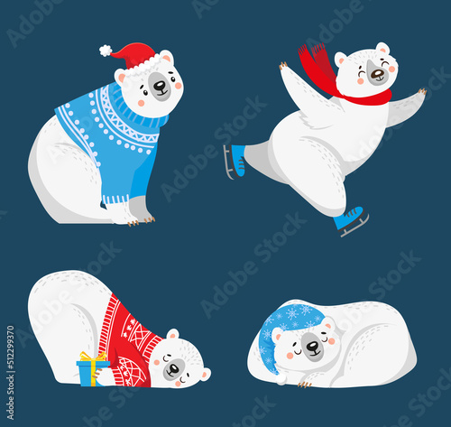 Christmas polar bears collection position and pose