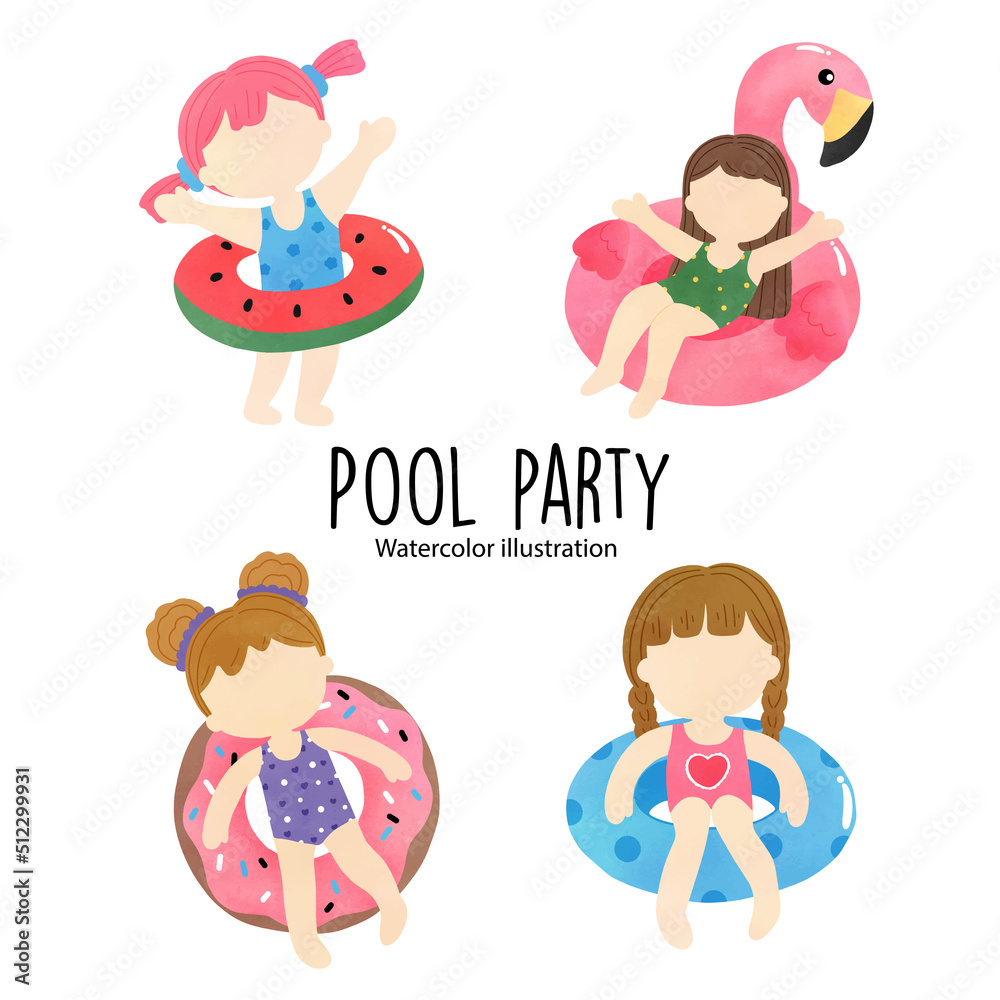 Naklejka premium Pool party, summer vector illustration.