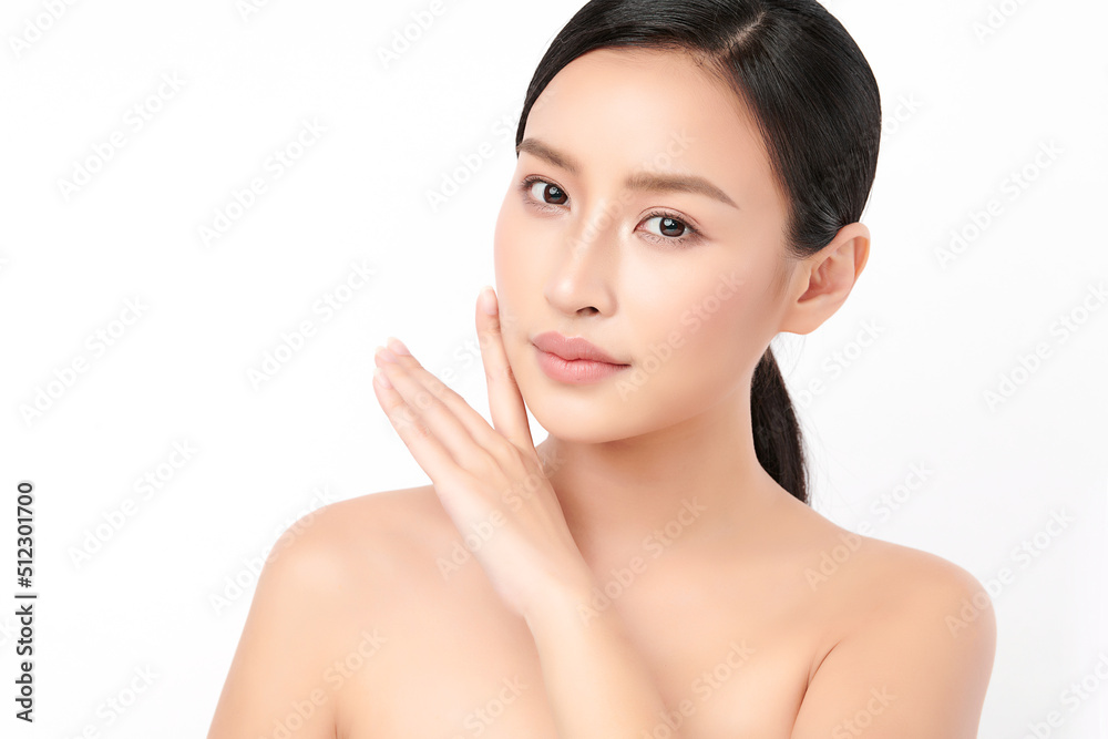 Beautiful young asian woman with clean fresh skin on white background, Face care, Facial treatment, Cosmetology, beauty and spa, Asian women portrait. Beautiful young asian woman with clean fresh skin on white background, Face care, Facial treatment, Cosmetology, beauty and spa, Asian women portrait.