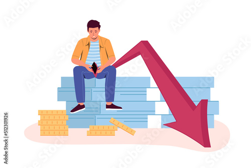 Financial crisis and bankrupt, businessman upset and depressed