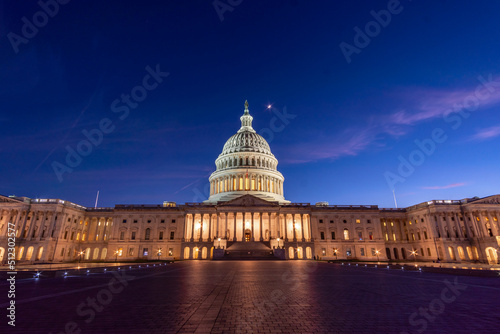 Colorful Panoramic View of the US Capitol During Sunset