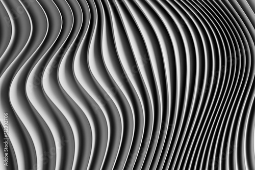 3d illustration of a stereo white  strip . Geometric stripes similar to waves. Abstract   glowing crossing lines pattern
