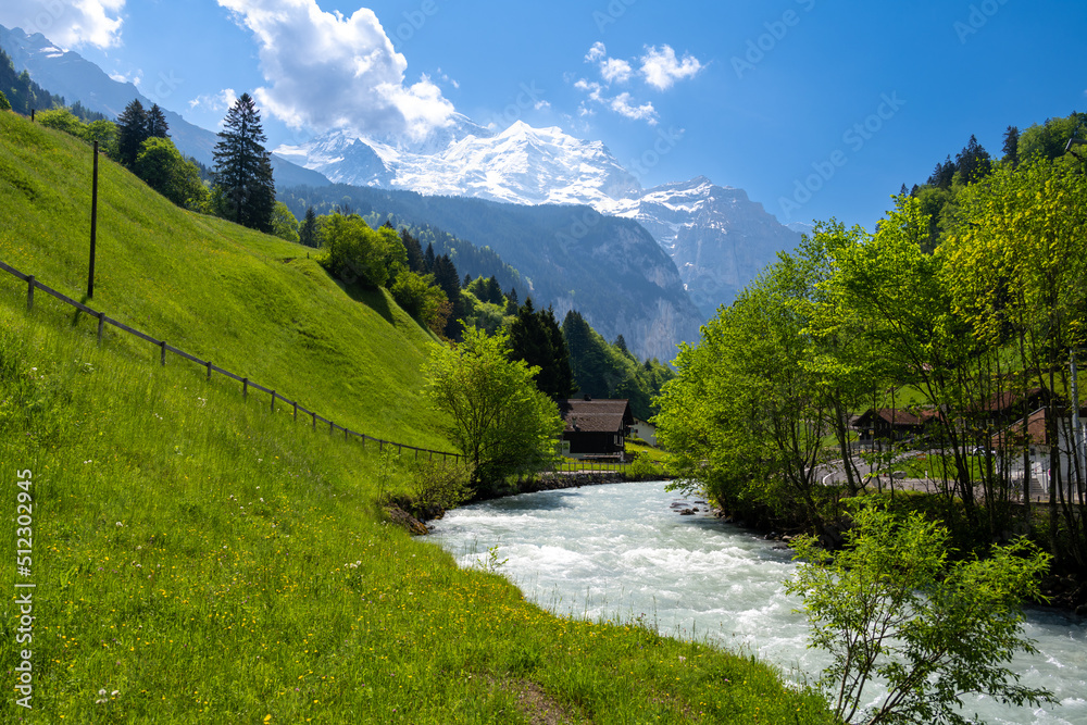 mountain river in Alps in Switzerland