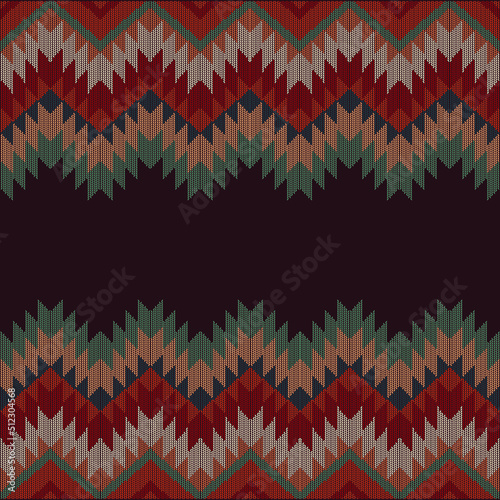 Canvas Print pattern tribal red orange blue ikat Geometric folklore ornament with diamonds tr