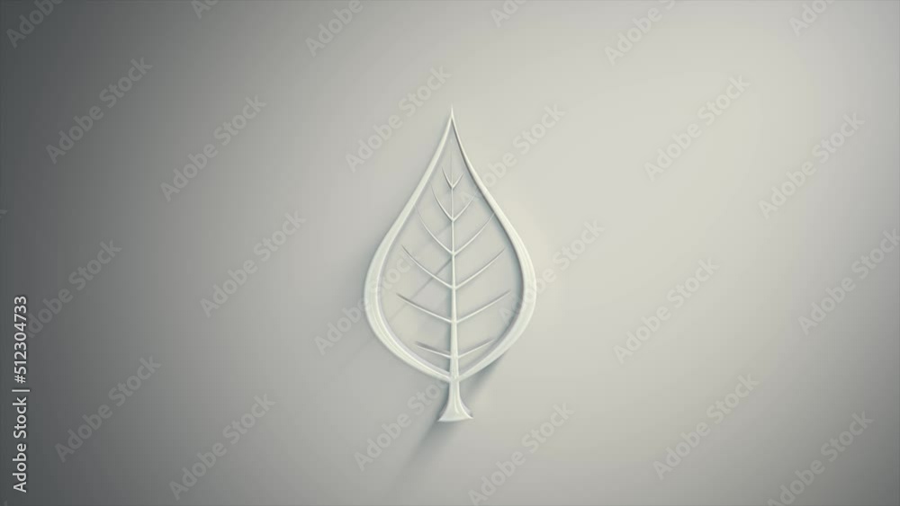 Abstract Gold Leaf Icon Drawing Reveal Animation/ 4k animation of an abstract ink painted leaf icon revealing animation background