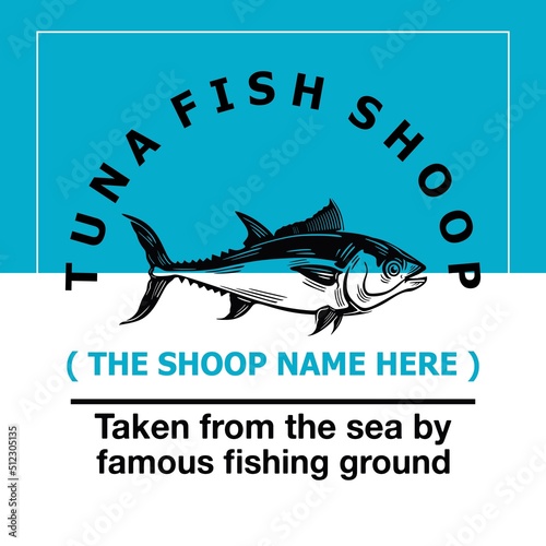 tuna fish shoop logo silhouette of great big bluefin swimming vector illustrations