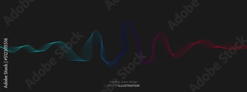 Vector abstract wave symbol. Texture of chaotic lines. LED strip. Glowing stripes. Heart rate.  Milky Way. Background for presentation, screensaver, science, technology, social networks, business.