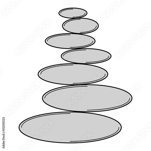 Stack of stones in balance. Abstract representation of emotional balance. Doodle style. Vector.