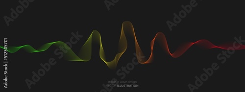 Vector abstract wave symbol. Texture of chaotic lines. LED strip. Glowing stripes. Heart rate.  Milky Way. Background for presentation, screensaver, science, technology, social networks, business.