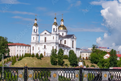 Holy Assumption Cathedral of the Assumption on the hill and the Holy Spirit convent and Western Dvina River in Vitebsk, Belarus photo