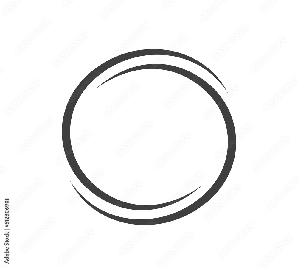 Round frame black and white vector ornament. Graphic border doodle. Ring curve link connection Round frame black and white vector ornament. Graphic border doodle. Ring curve link connection