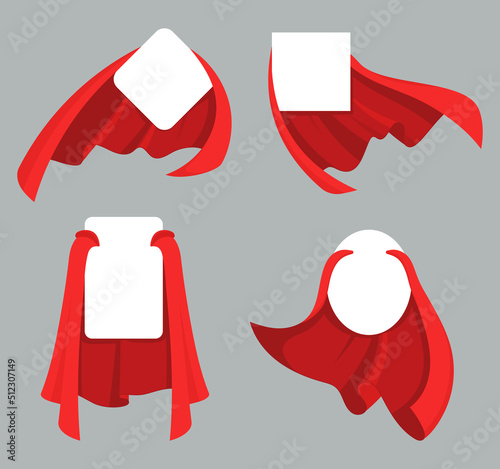 Red hero cape label collection for advertising design