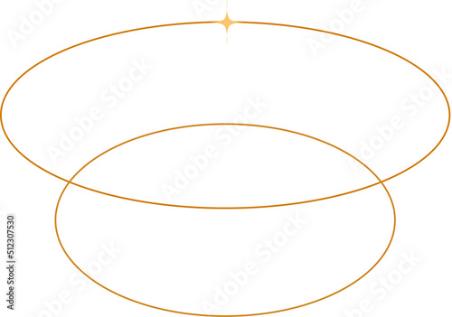 Aesthetic oval geometric line with star