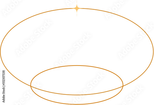 Aesthetic oval geometric line with star