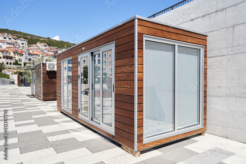 Small portable building an office for workers or security