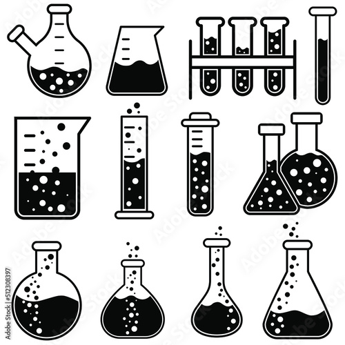 Chemistry icon vector set. Science illustration sign collection. laboratory symbol. reagent logo.