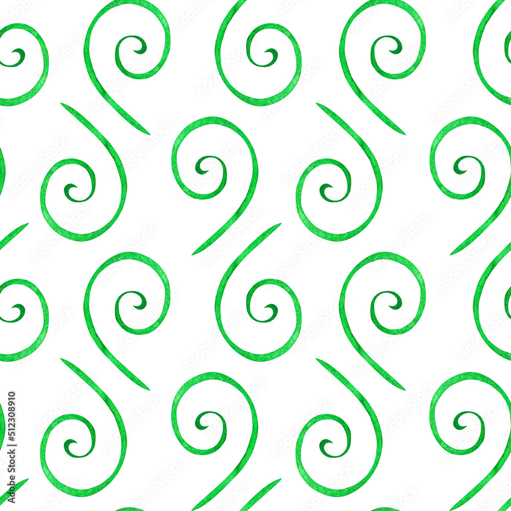 Curls seamless pattern. Watercolor illustration. Isolated on a white background. Curls seamless pattern. Watercolor illustration. Isolated on a white background.