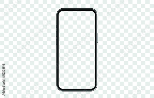 Smartphone mockup frame less blank screen on transparent , 3d isolated vector illustration cell phone Template for infographics or presentation UI