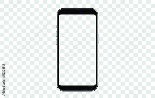 Smartphone mockup frame less blank screen on transparent , 3d isolated vector illustration cell phone Template for infographics or presentation UI