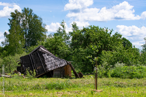 an old abandoned wooden house in the village