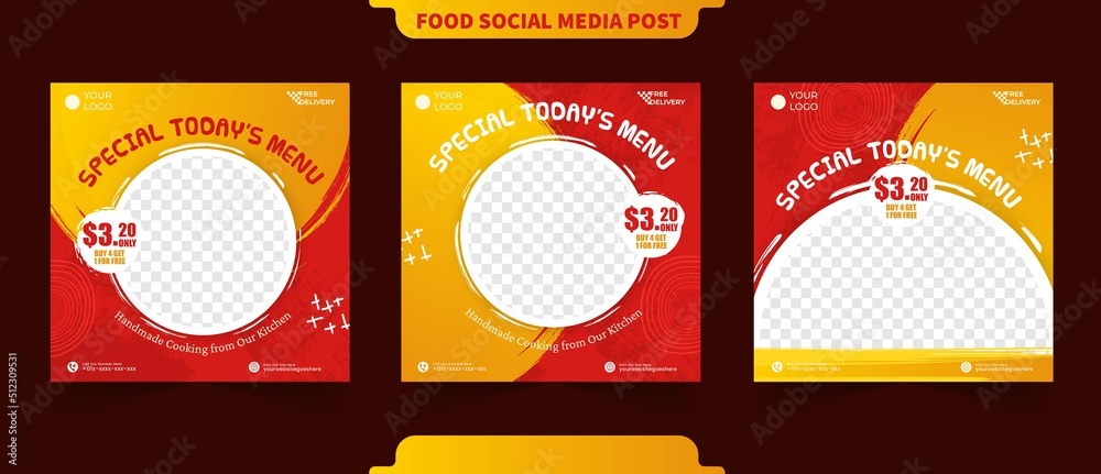 Delicious restaurant promotion food menu ideas content in red and ...