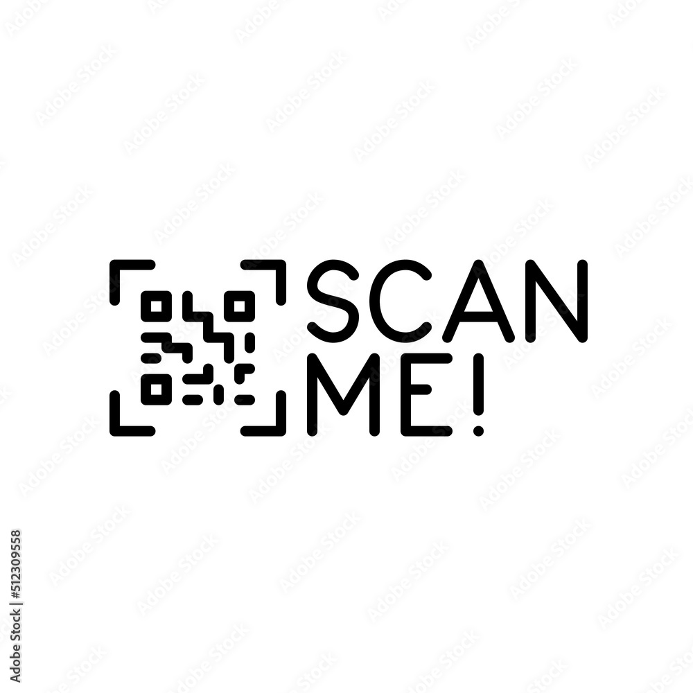Scan me. QR code pixel perfect, editable stroke line icon Scan me. QR code pixel perfect, editable stroke line icon