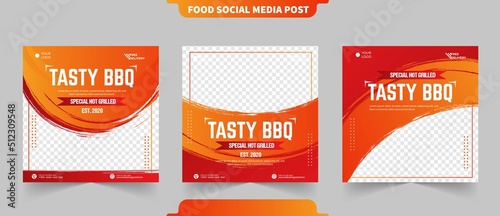 Delicious tasty bbq food menu or restaurant promotion menu content ideas for social media post square flyer banner template