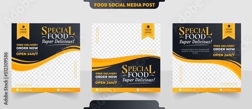 Special food delicious restaurant promotion menu content for social media post and facebook square flyer banner template
