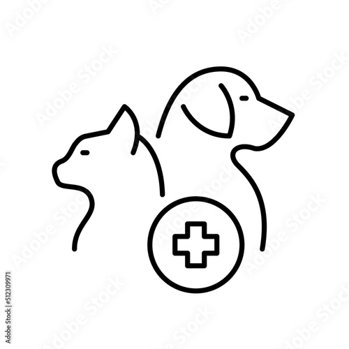 Veterinary clinic. Cat and dog pet care. Pixel perfect, editable stroke line
