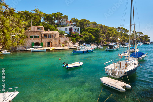 Mediterranean coastline in Mallorca. Figuera cove. Turquoise waters. Balearic islands