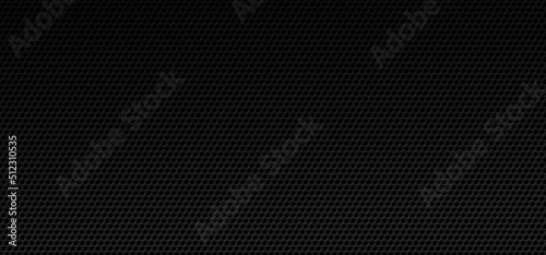 Black grid background. Abstract metallic surface with holes backdrop. Perforated black metal material texture. Urban style vector illustration.