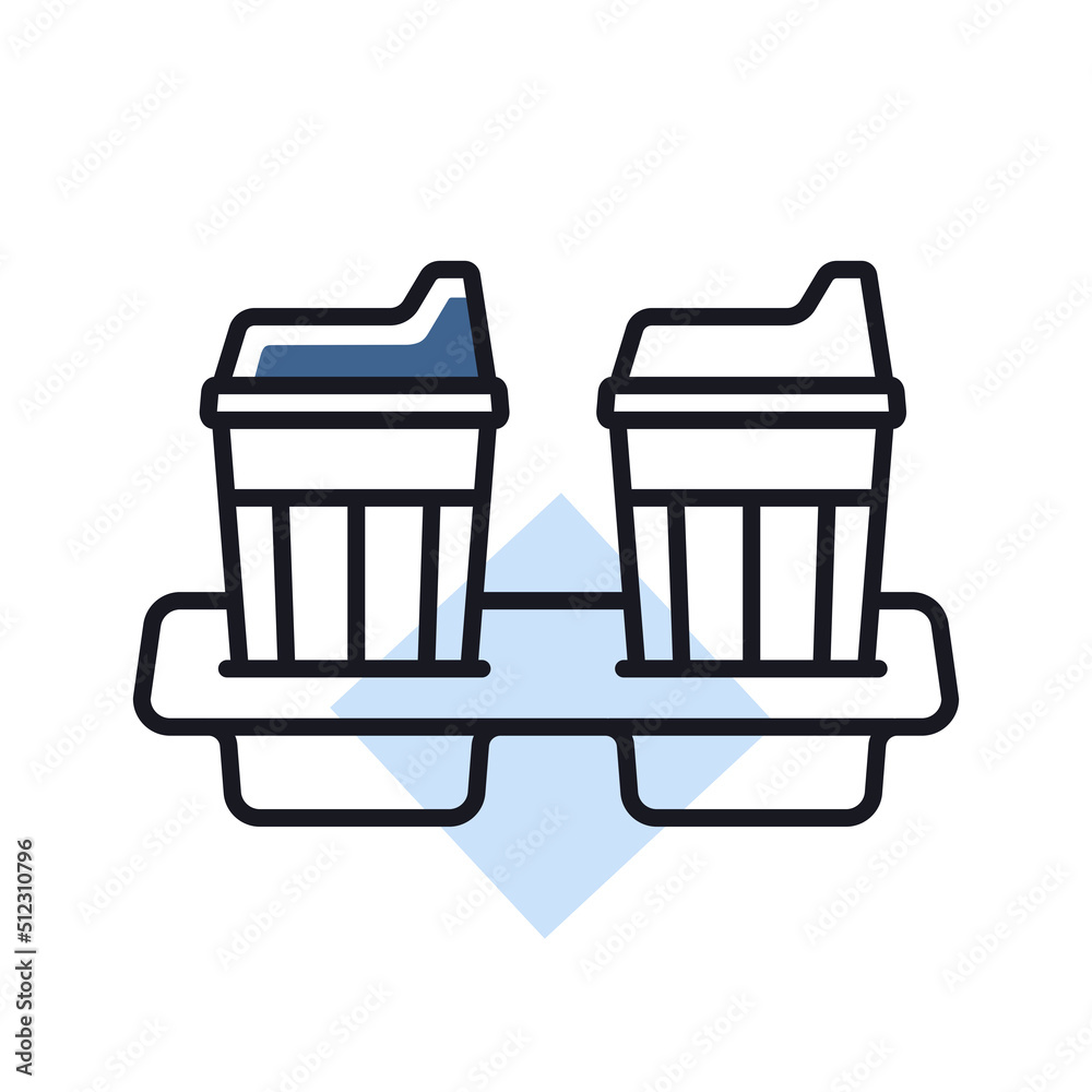 Two glasses of coffee in the stand vector icon
