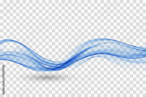 Abstract vector background, blue flow of wavy lines.Transparent smooth wave.