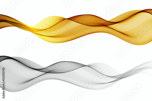 Gold and silver wave. Abstract vector wave flow, waves set.