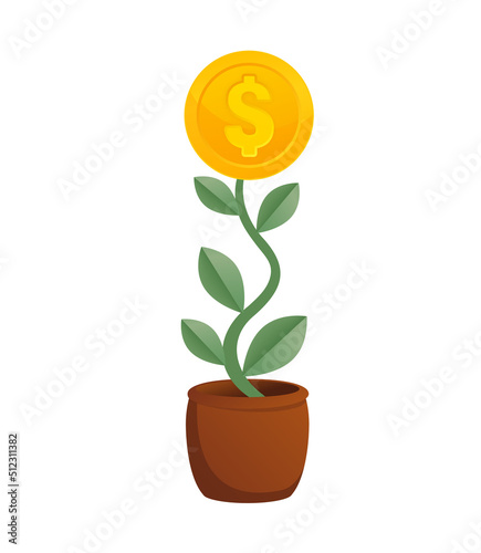 Hand with watering can. Hand businessman watering plant money on white background. Business investment growth concept